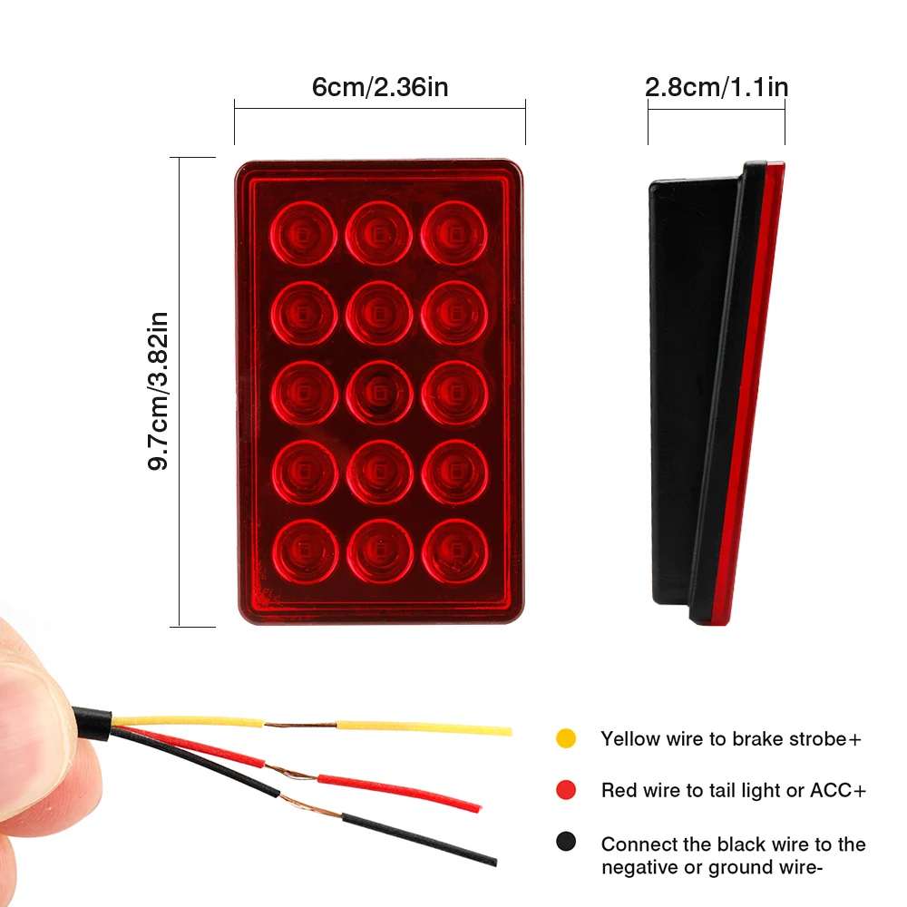 OKEEN F1 Style Led Brake Pilot Lights For Car Motorcycle 15led Rear Tail Lights Auto Warning Reverse Stop Safety Lamps DRL 12V