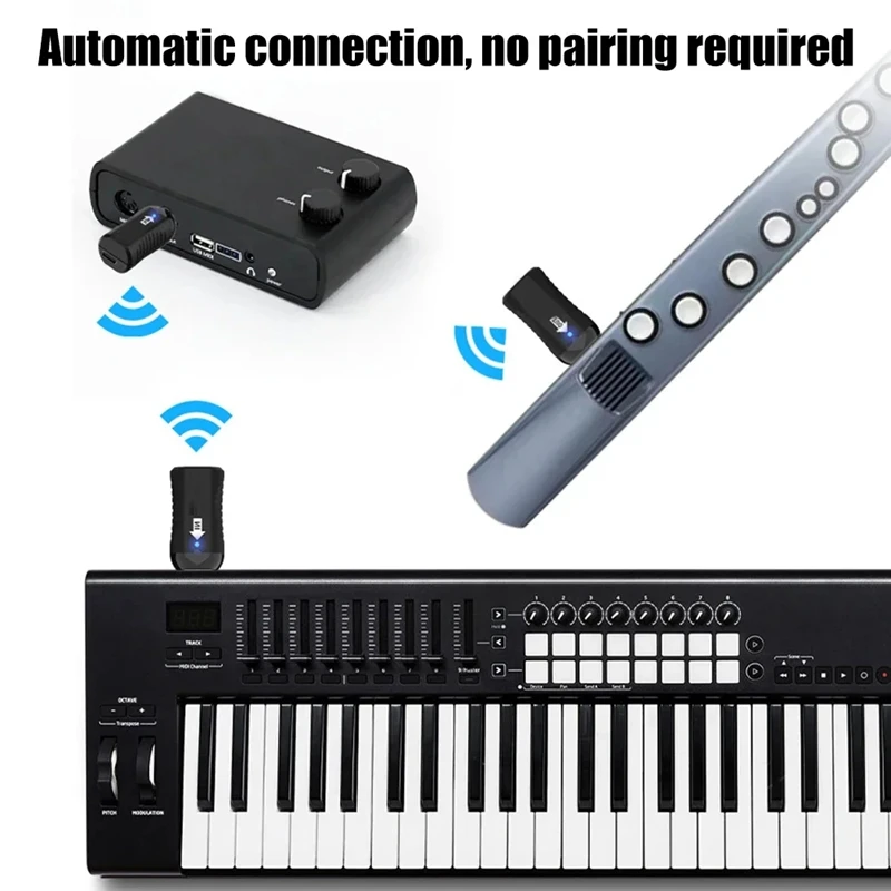 SCLS-transmisor receptor de Audio de guitarra MIDI inalámbrico para teclado de Piano Digital, conexión estable, batería de larga duración