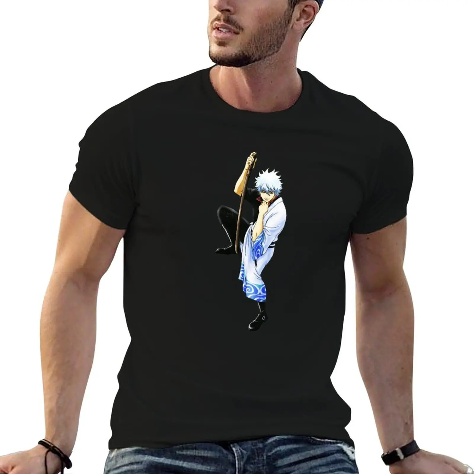 

gintama gintoki sakata T-Shirt essential t shirt t shirt for man 100 percent cotton T-Shirt