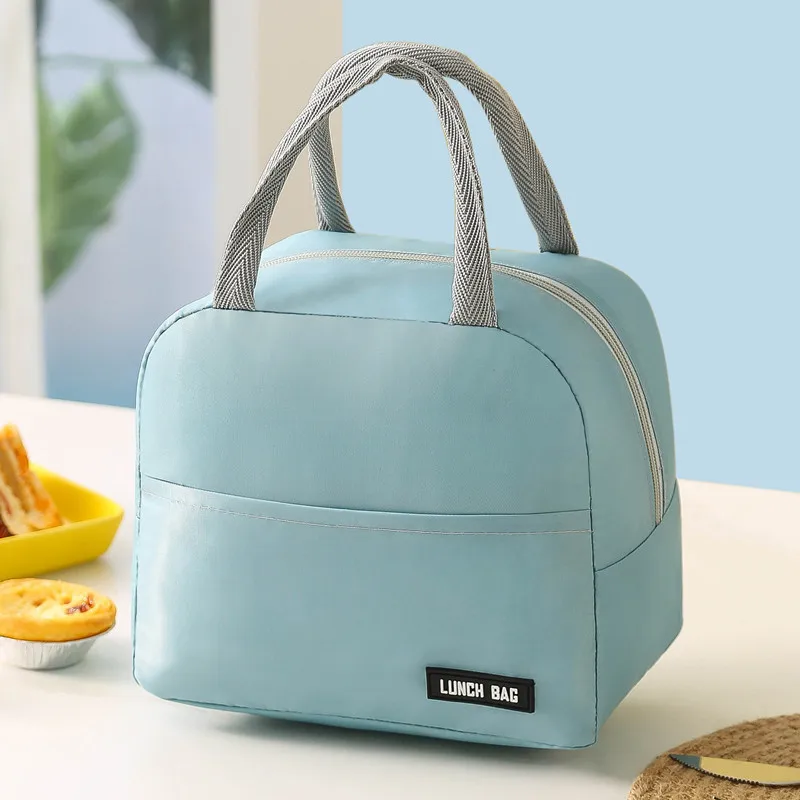 Nuova borsa termica portatile con isolamento termico in twill tinta unita aggiornata Borsa da pranzo per studenti addensata Borsa Bento Borsa per