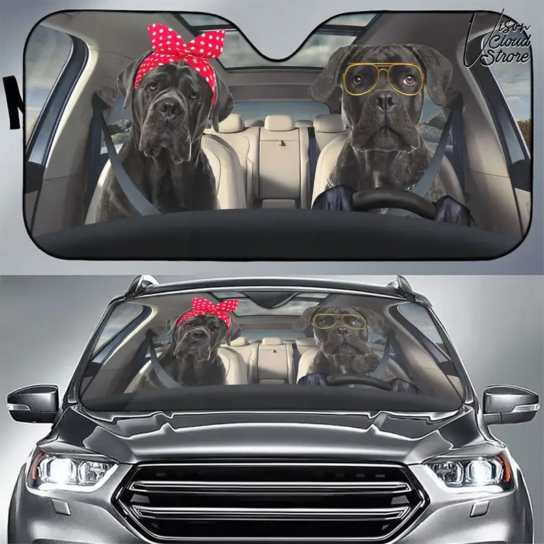 

Cane Corso Couple Car Personalized Car Sun Shade Camping Car Accessories Gift Decor Custom Car Gift For Him Gift For Dad For Fat