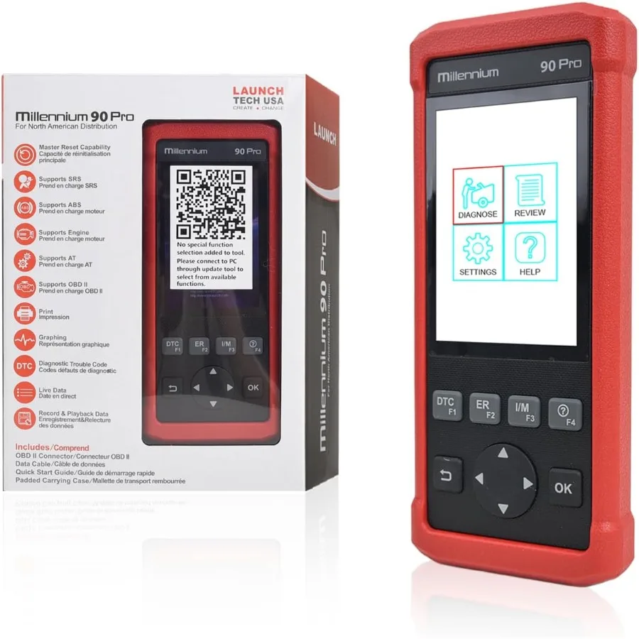 OBD2 Scanner Millennium 90 Pro Car Diagnostic Tool for Comprehensive Vehicle Troubleshooting Including Engine ABS SRS EPB BMS S