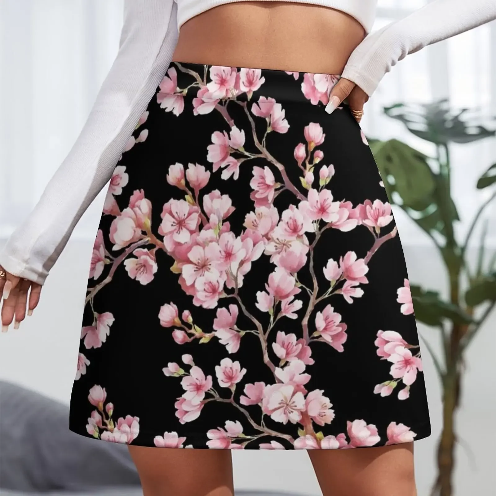 Cherry Blossom Floral Pattern Mini Skirt korean style clothing fashion korean clothing night club outfit