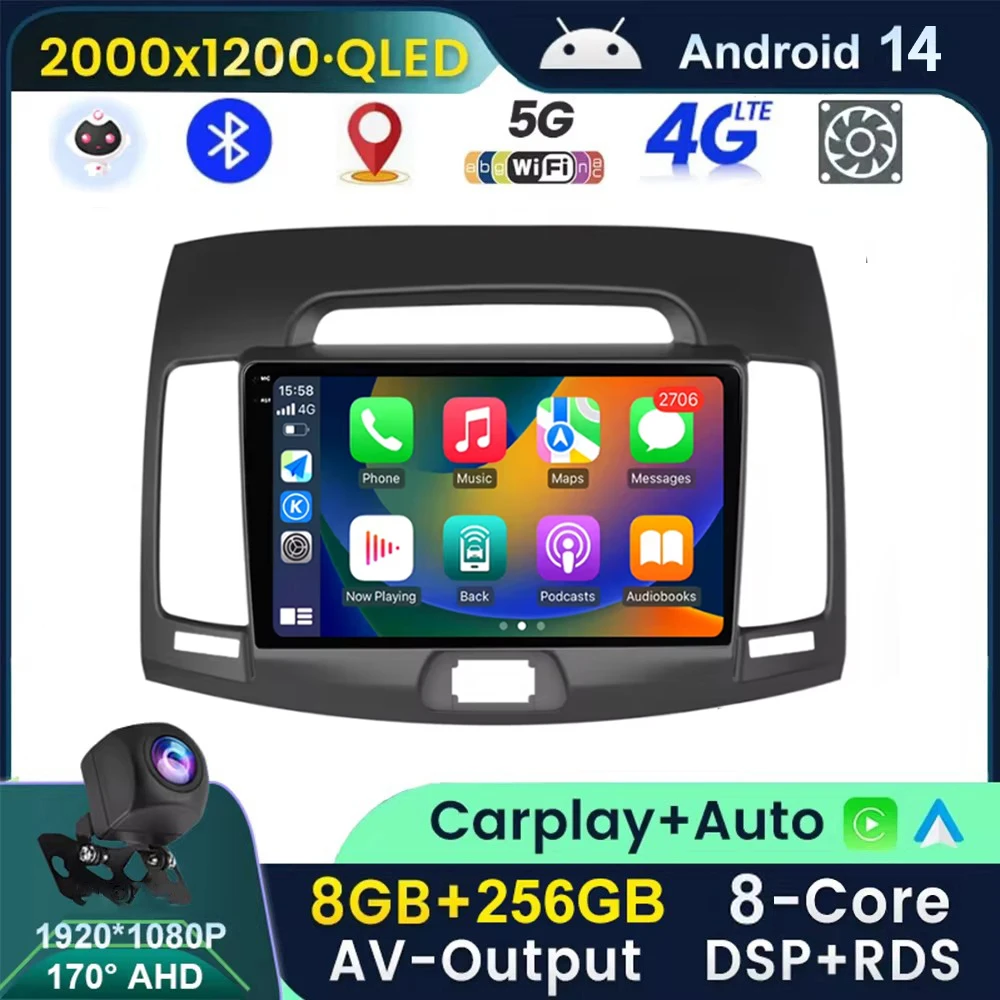 

Android 14 Car Radio For Hyundai Elantra 4 HD 2006-2012 Multimedia Video Player Navigation Stereo QLED GPS Carplay Android Auto