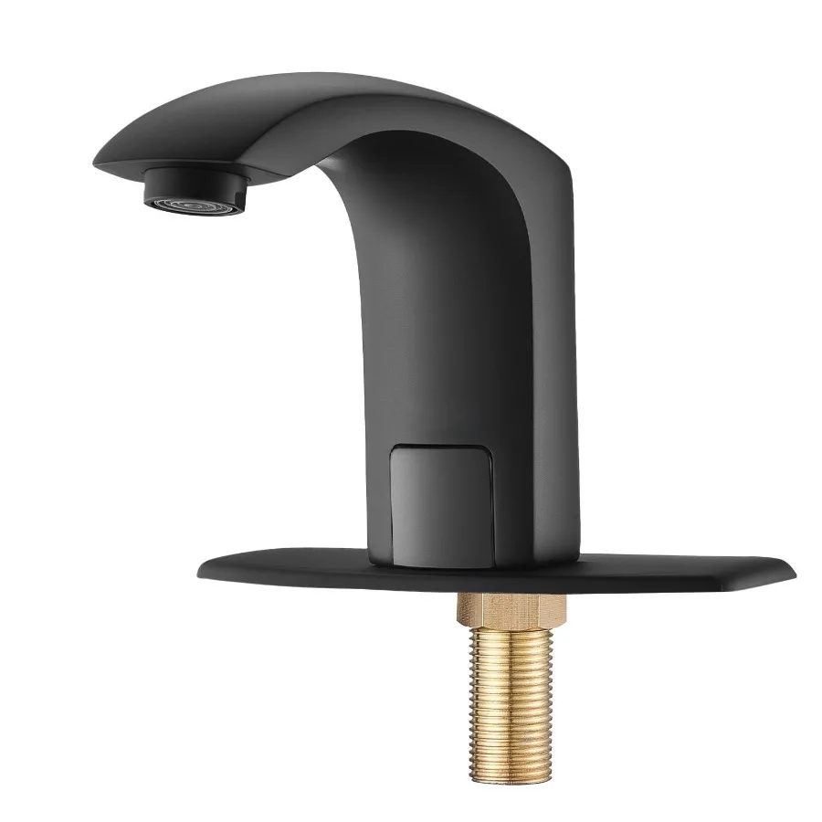 Touchless Bathroom Sink Faucet with Motion Sensor Automatic Restroom Faucet with Cover Plate Battery Powered Adjustable Tempera