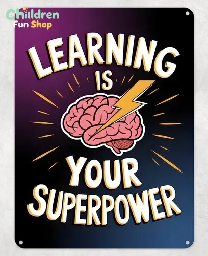Learning is Your Superpower Metal Poster Wall Tin Sign School Teacher Plaque --Tin Sign