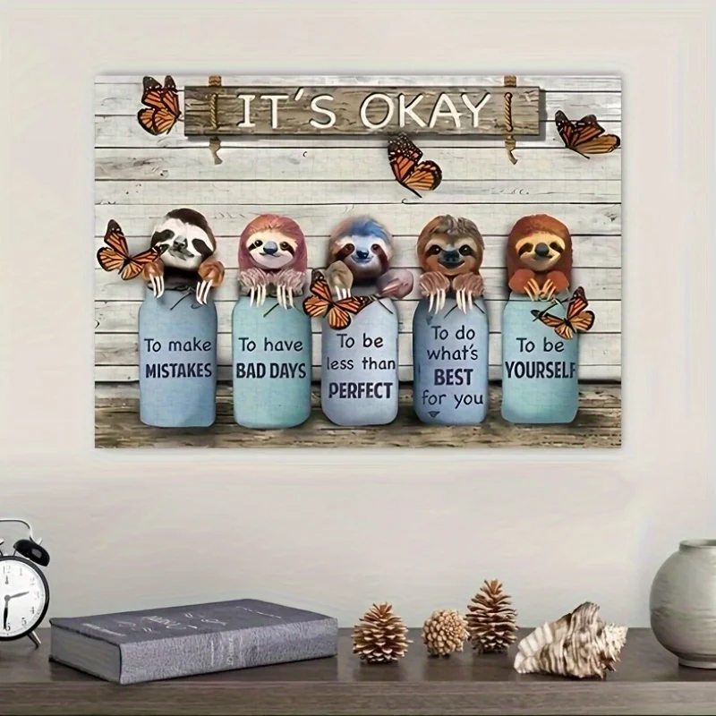 1000 قطعة من أحجية الصور المقطوعة على شكل كسلان وفراشة - تصميم رائع مع تأكيدات إيجابية، إطار مستطيل أبيض، محمول DIY Ar #6