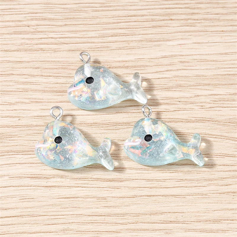 10 Stück 24x18mm Cartoon Harz Meereslebewesen Wal Anhänger für Schmuckherstellung Ohrringe Halsketten Armbänder DIY Bastelbedarf – Detail 5