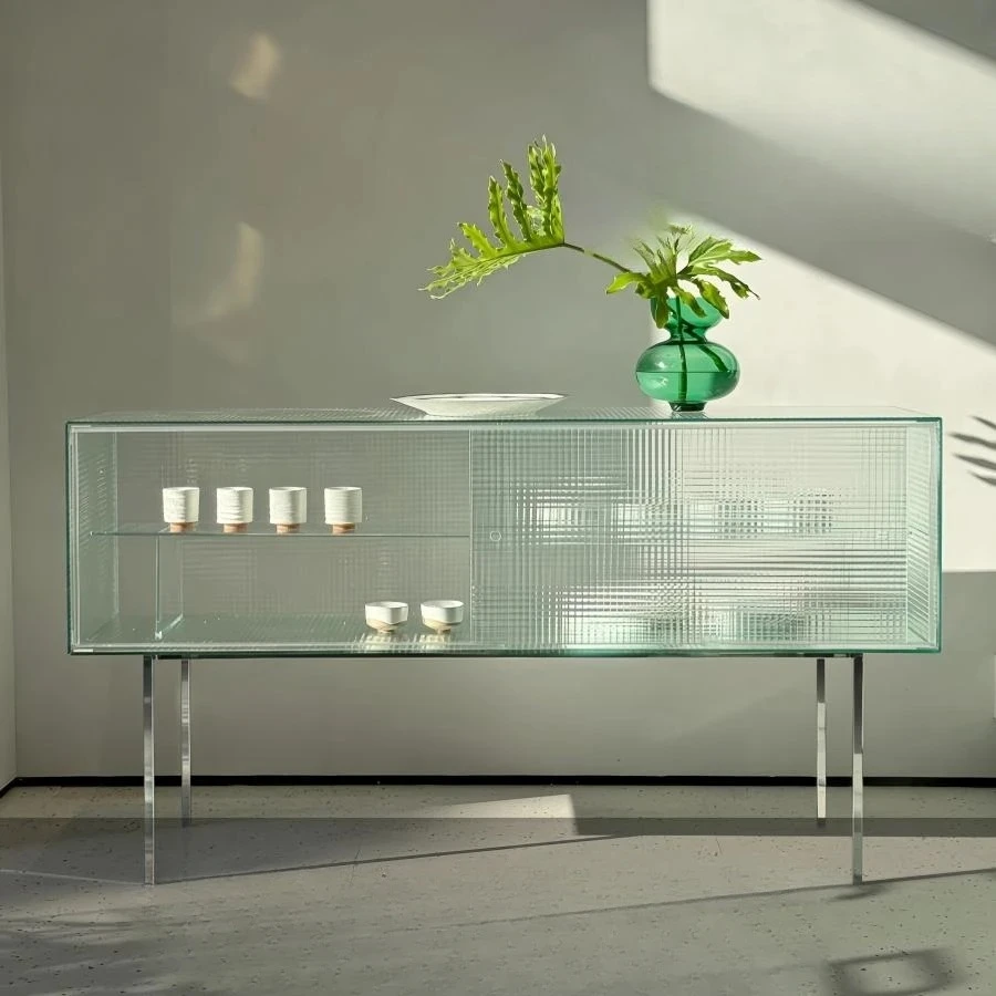 Y Italian minimalist glass side cabinet light luxury entrance storage cabinet modern simple living room wall locker