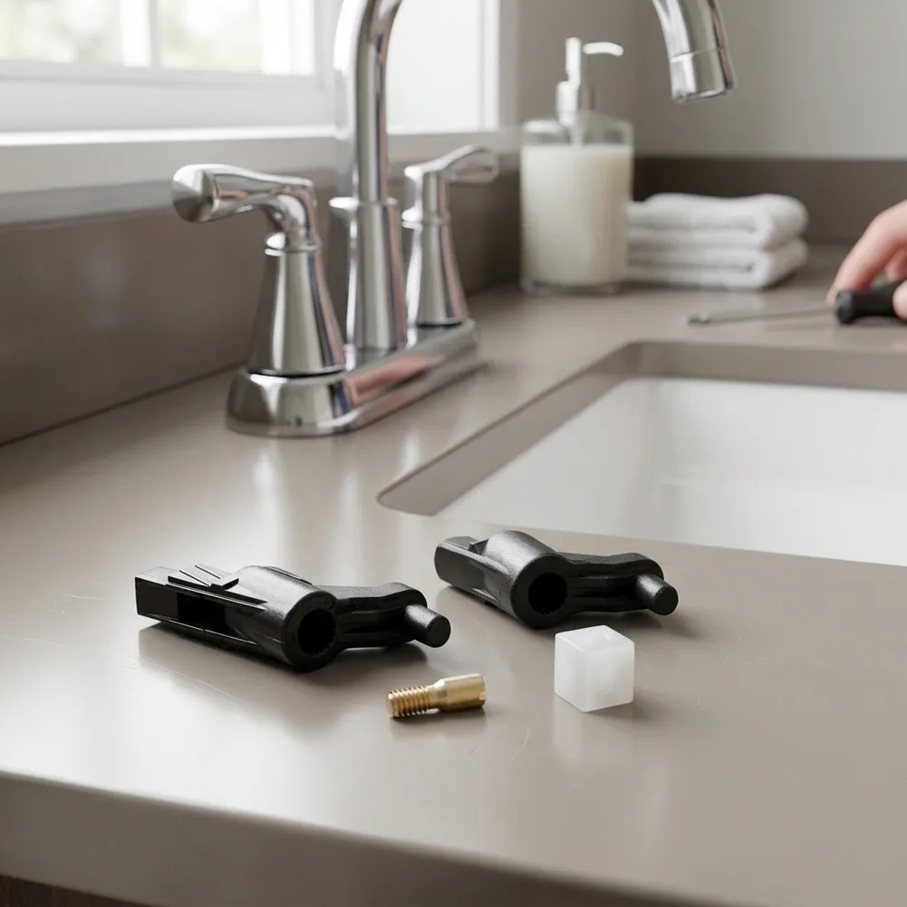 Faucet Handle Lever Adapter Kit Compatible with 46265000 Model Black ABS 7.5cm Includes 2 Adaptors 1 Screw 1 Spacer