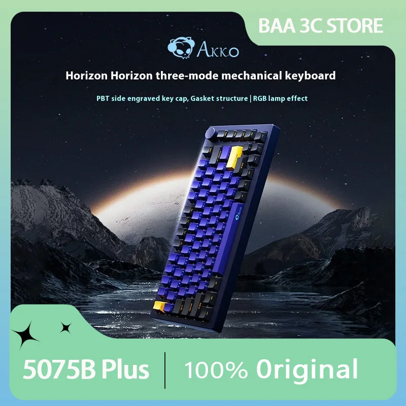 

Механическая клавиатура AKKO 5075B Plus SP Horizon, 3 режима, RGB, Hot Swap, 2,4 ГГц/USB Type-C/Bluetooth 5,0, игровая клавиатура с боковой печатью