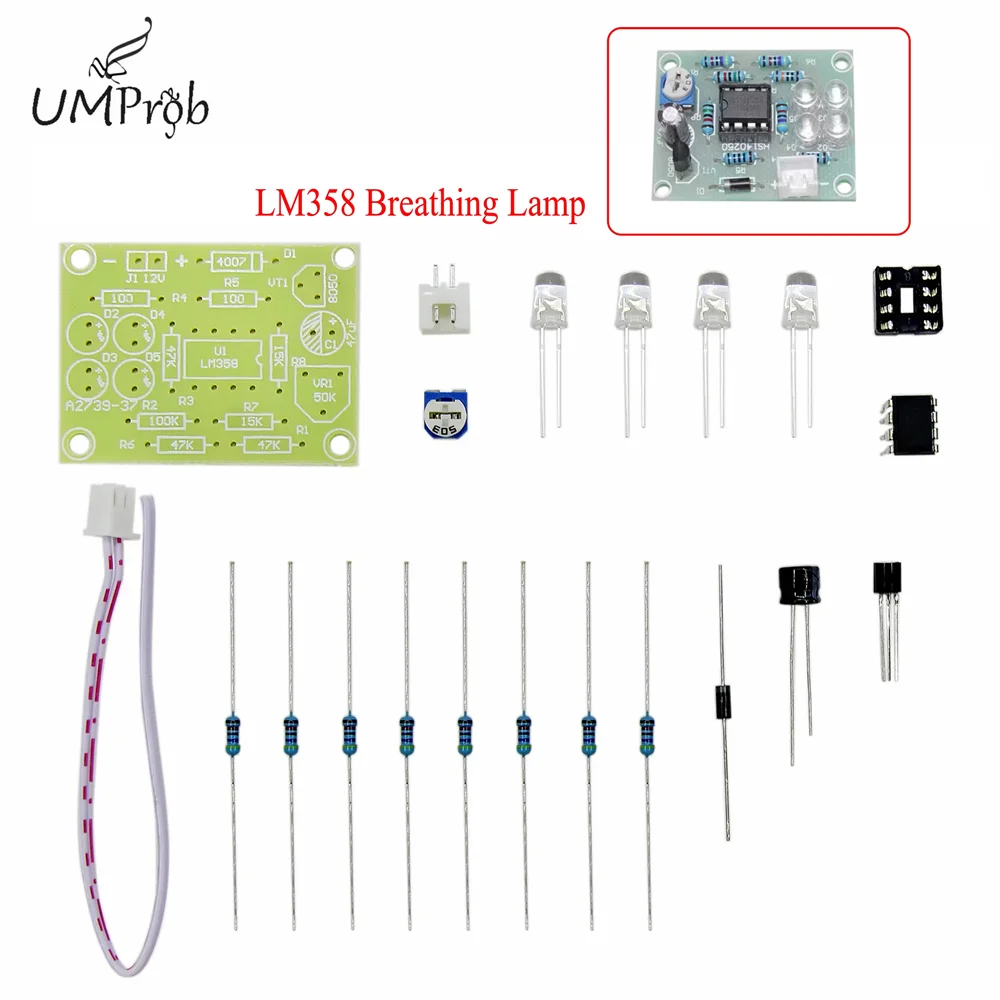 5MM Blue LED Light Breathing Lamp DIY Electronics Kit LM358 Parts Kit for Hobbyists And DIY Enthusiasts