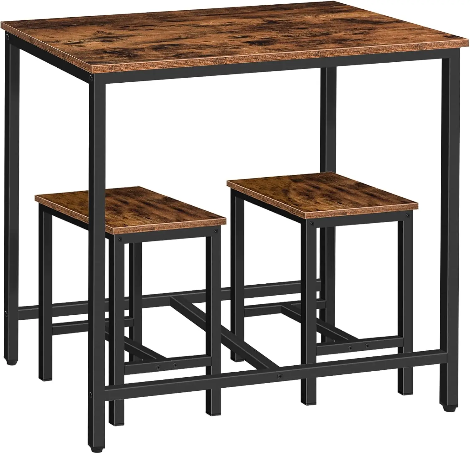 3-Piece Industrial Dining Table Set, Kitchen Table, Space Saving Dinette for Kitchen, Dining Room, Small Space, Breakfast