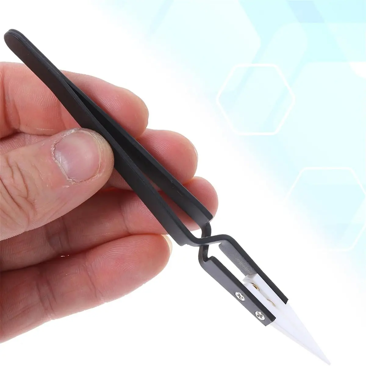 ABZT 6 Pcs Ceramic Reverse Solder Tweezers, Anti-Magnetic Pointed and Curved Tips Tweezer Set for Solder Pinching Coils