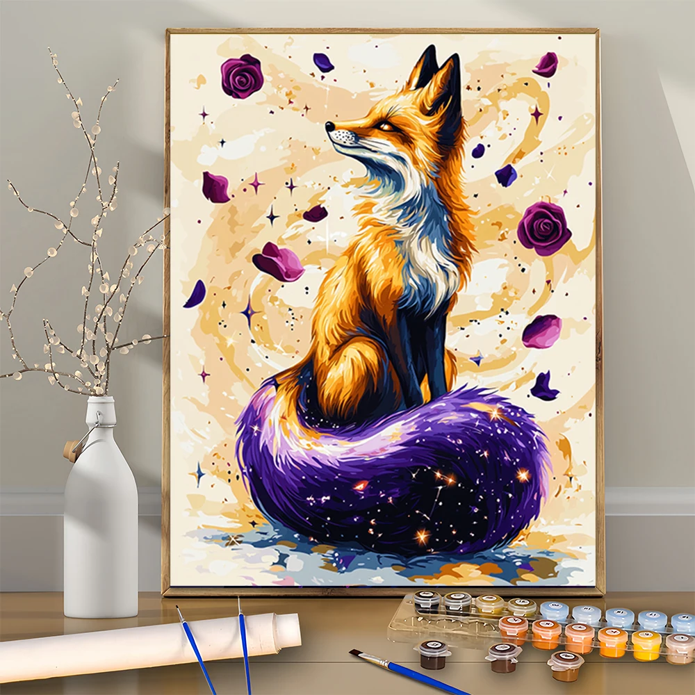 

1 шт. фиолетовый хвост Звездная лиса DIY акриловый набор для цифровой живописи для начинающих домашний настенный декор рамка в комплект не входит