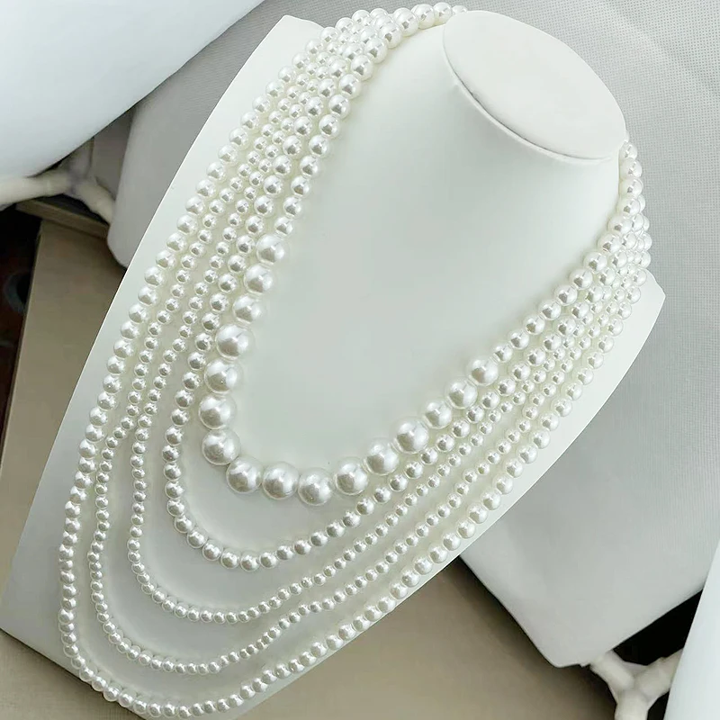 fnaf 2 rupee item 5 Rope Long Necklace White Beads Pearl Necklace Sweater Women Demon Slayer Airtag  Fine Quality Wholesale