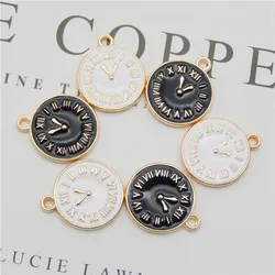 8PCS Enamel Clock Charms For Earrings Necklace Keychain Pendants Jewelry Findings Handmade Craft DIY Bangle Bracelet Dec 17*14mm