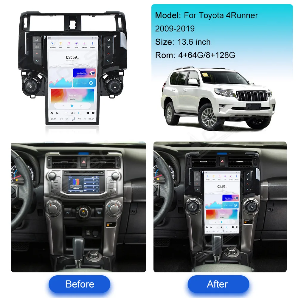 

13.3" For Toyota 4Runner 2009-2019 Car Radio DVD Multimedia Video Player Stereo Auto GPS Navigation Carplay DSP 5G WIFI Screen