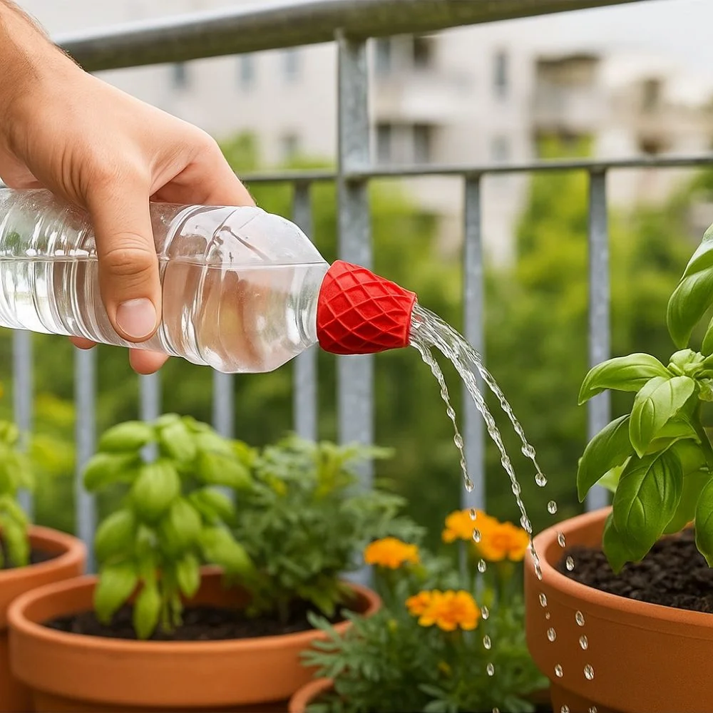 2 قطعة أدوات المياه غطاء زجاجة حمراء الرش الخيوط البلاستيك سقي فوهة الرش غطاء زجاجة ماء المحمولة الاستخدام الزراعي
