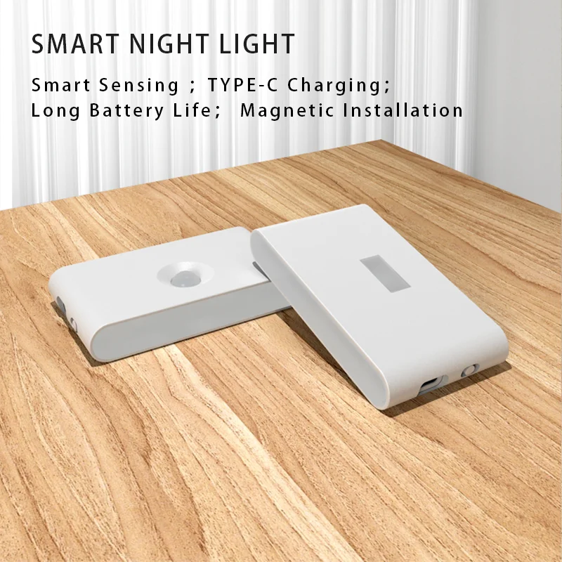 LED Intelligent Motion Sensor Night Light Rechargeable Led Closet Lights Wireless Magnetic Cabinet Lamp For Room Kitchen Stair
