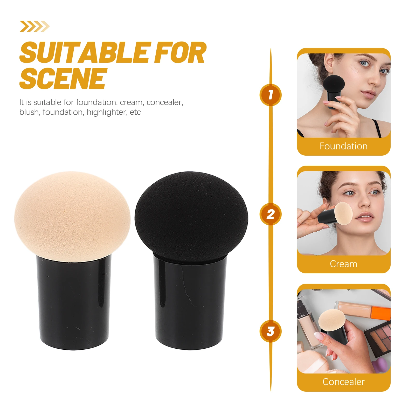2 szt. Wygodne gąbeczki do makijażu, do podkładu, kremu, różu, pudru sypkiego, do codziennego użytku, małe rozmiary.