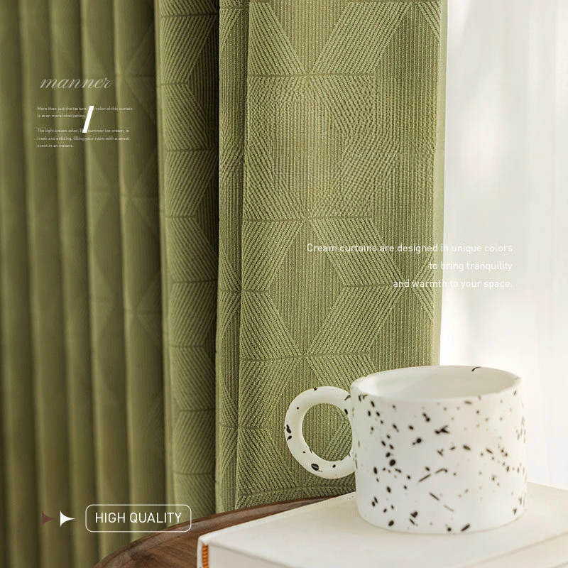 

French Country Texture Jacquard Chenille Curtains for Living Room Bedroom High-end Light Luxury Balcony Shading Curtains