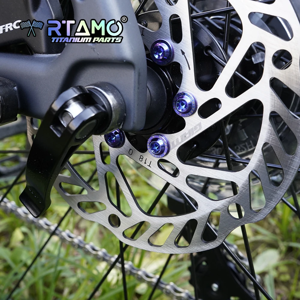 RTAMO 12PCS Bicycle Dics Brake Rotor Bolts M5X10mm Titanium Alloy Bolt MTB Road Bike Brake Screw