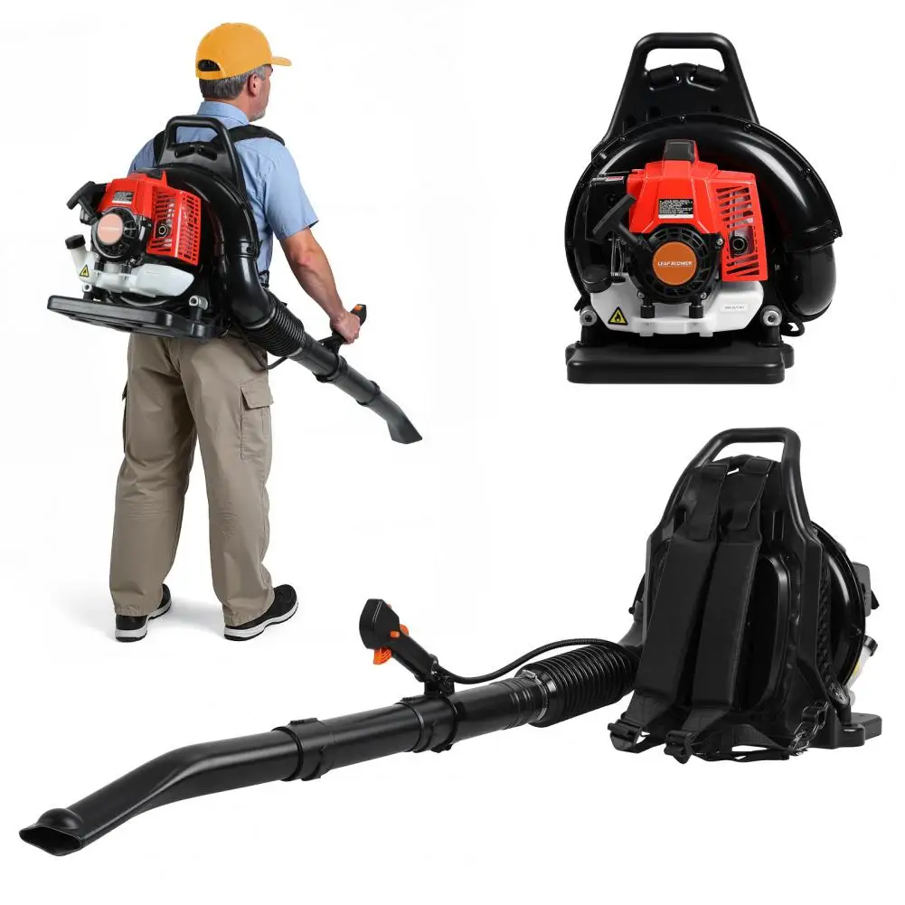 63CC 2-Stroke Backpack Gas Leaf Blower 700CFM 200MPH Efficient Engine For Lawn Cleanup Ergonomic All-Season Use