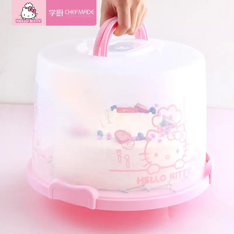 

Sanrios Hello Kitty Portable Cake Box Cartoon Baking Utensils Cute Dustproof Snack Cover Anime Household Snack Case Girl Gift