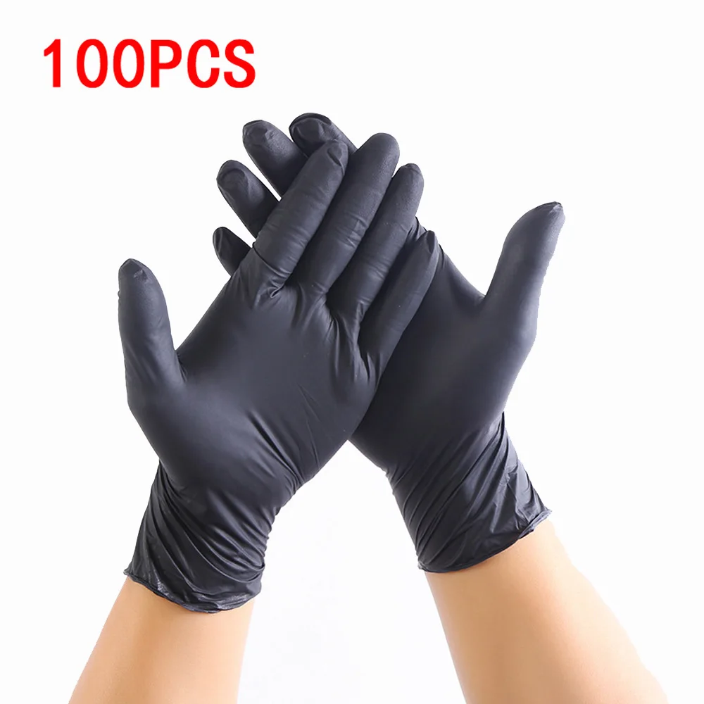 

100Pack Disposable Black Nitrile Gloves For Household Cleaning Work Safety Tools Unisex Latex Free Antistatic Gardening Gloves