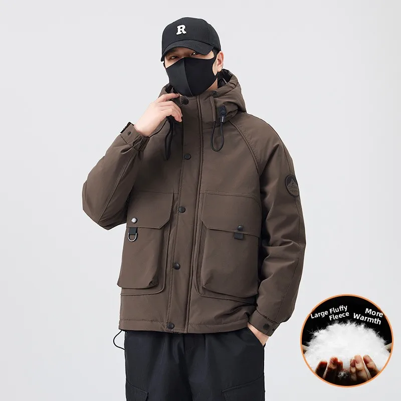 

New National Stand Men's down Jaet Hooded Thiened Outdoor Windproof Casual Faionable Spor Sle Urban Leisure