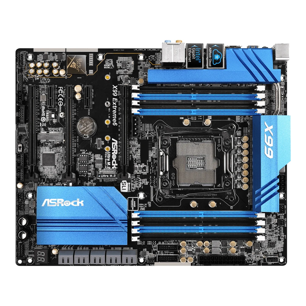 ASRock X99 EXTREME6 Moederbord Ondersteuning i7-6800K 6900K E5-4669 2695 2690 2629 2683 2609 1680 CPU 8xDDR4 2400MHz 128GB M.2 ATX