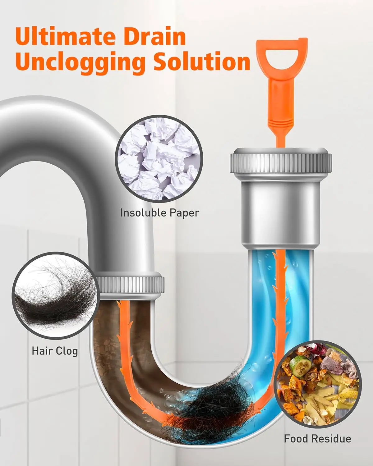 Drain Clog Remover Pipe Cleaner Drain Cleaner Dehairer Hair Drain Unclogger Pipe Cleaning Tool for Bathroom Sinks Shower Bathtub