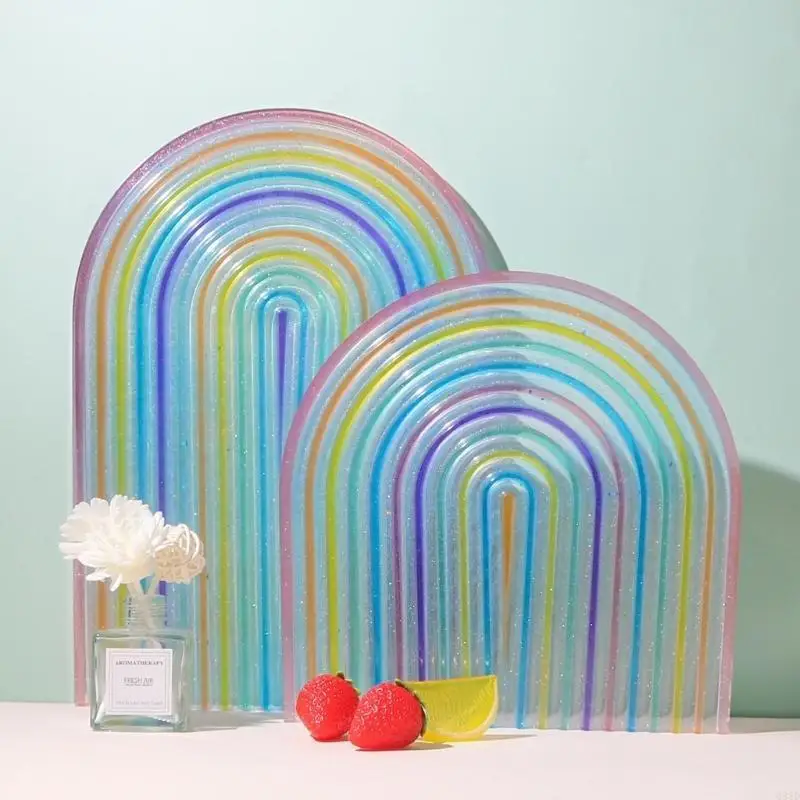 

Home Decoration Cup Pad Mold Multipurpose Rainbow Tray Resin Molds Home Display