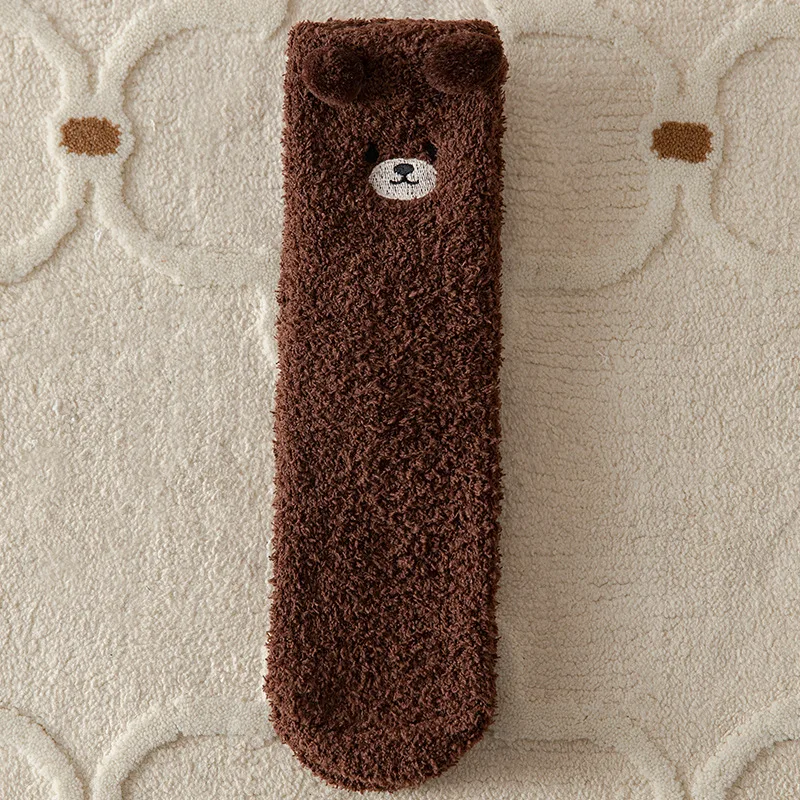 Frauen Winter Warme Flauschige Socken Hause Boden Schlaf Kawaii 3D Bär Niedlichen Tier Dicke Fleece Fuzzy Socke Japanische Mode Koreanischen Stil – Detail 12