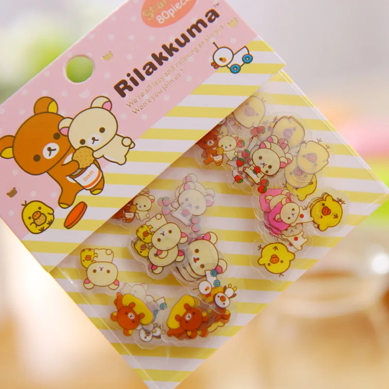 80 pcs/1 lot Kawaii Scrapbooking stickers Rilakkuma Diary Planner stickers Decoration Labels Seals Scrapbooking Albums PhotoTag