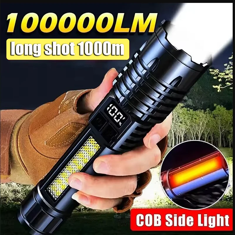 High Power Led Flashlight Rechargeable Tactical Torch Built-In Battery Hand Lamp Long Shot For Camping