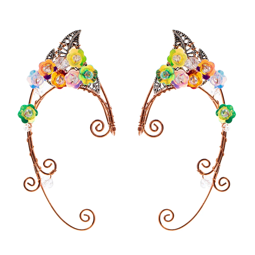 

Colorful Elf Ear Clip Cuff Earrings Non Piercing Lightweight Comfortable Fairy Mermaid Decorations for Women Elf Theme Costume