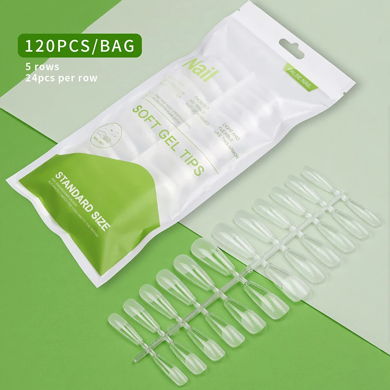 120 piezas por bolsa uñas postizas ballet completamente transparentes de acrílico con puntas de tamaño mixto 6