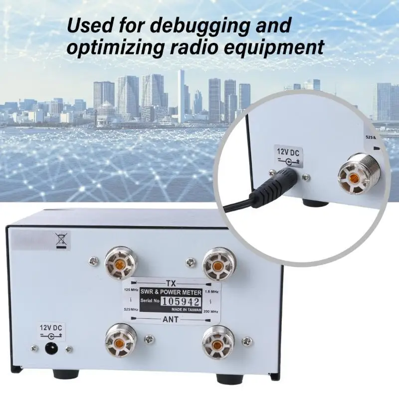 

652F Easy to Use SWR Meter for Comprehensive Frequency Coverage 1.8-525MHZ Radio Communication Fit for Outdoor Laboratory Use