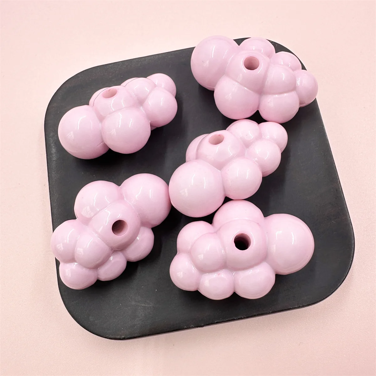 5pcs/bag 33mm*23mm Cloud Shaped Beads Bracelet Making Solid Color Pendant For Keychain DIY Handmade Material Jewelry Accessories