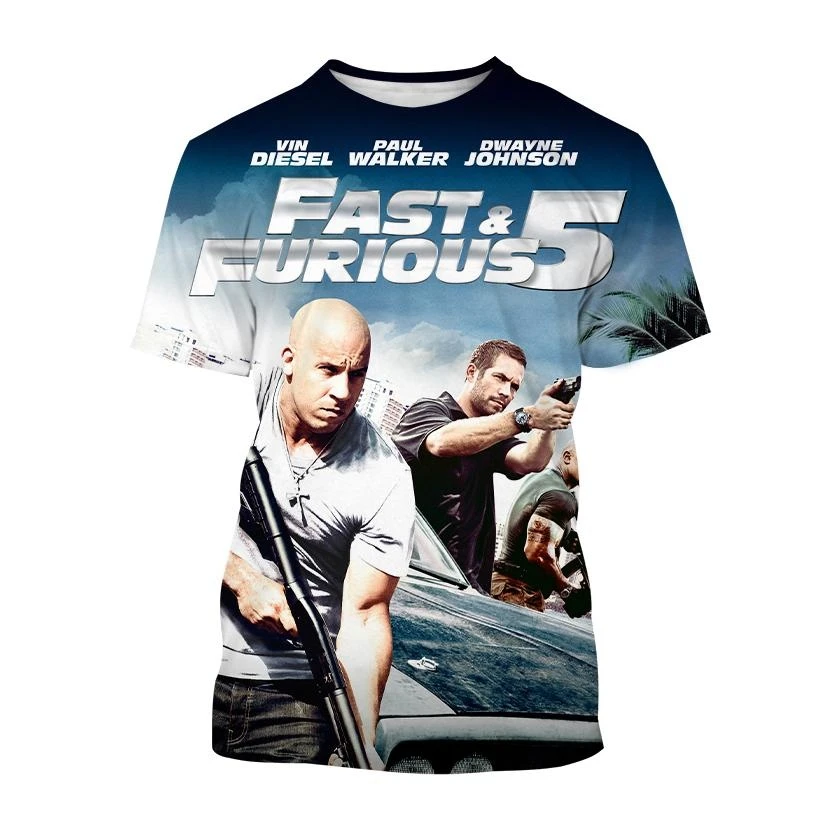 سريع وغاضب ثلاثية الأبعاد طباعة تي شيرت الرجال النساء الشارع عادية كم قصير تي شيرت المتضخم Harajuku Y2k بلايز تيز ملابس الاطفال