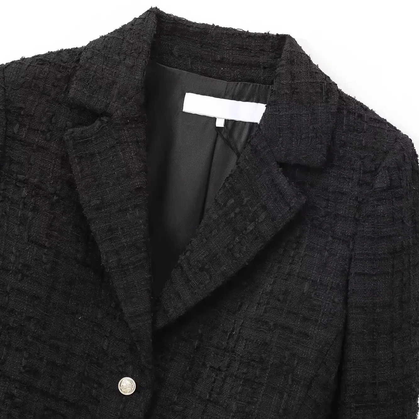 

ZAB Autumn New Women's Faion Design Sense Texture Button Detailing Suit Jaet Long Sve Versatile Sle 27337