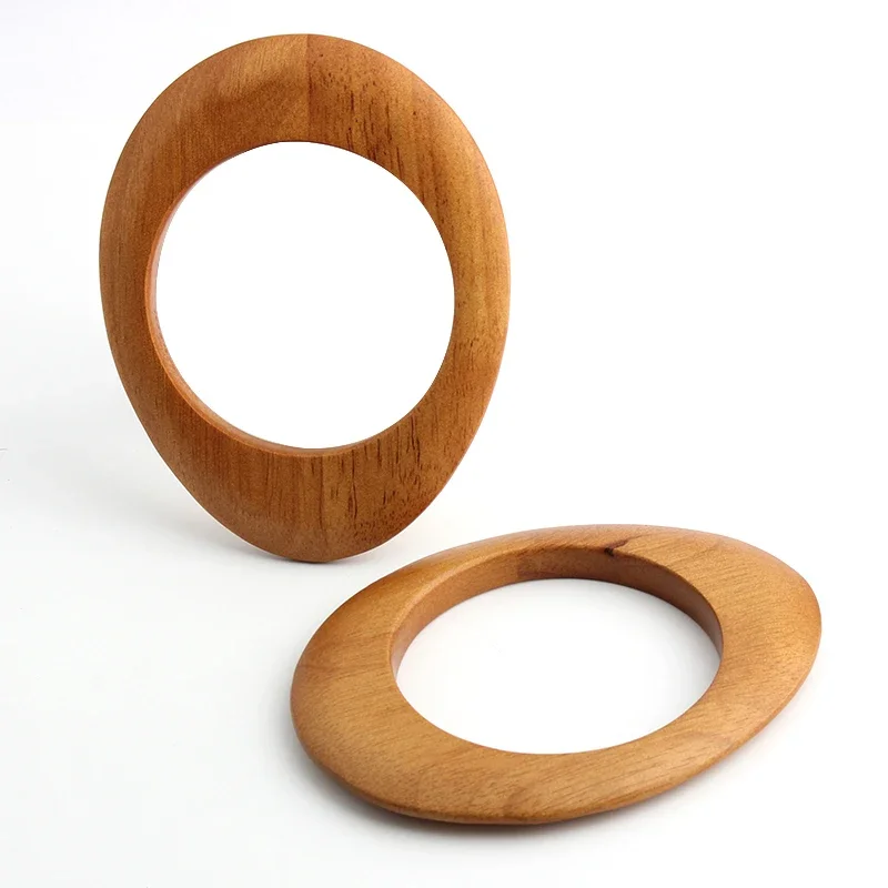 Mango de madera de tipo Circular para bolso, accesorio decorativo para manualidades, clásico, herramienta de fabricación de repuesto, 2 a 10 unidades