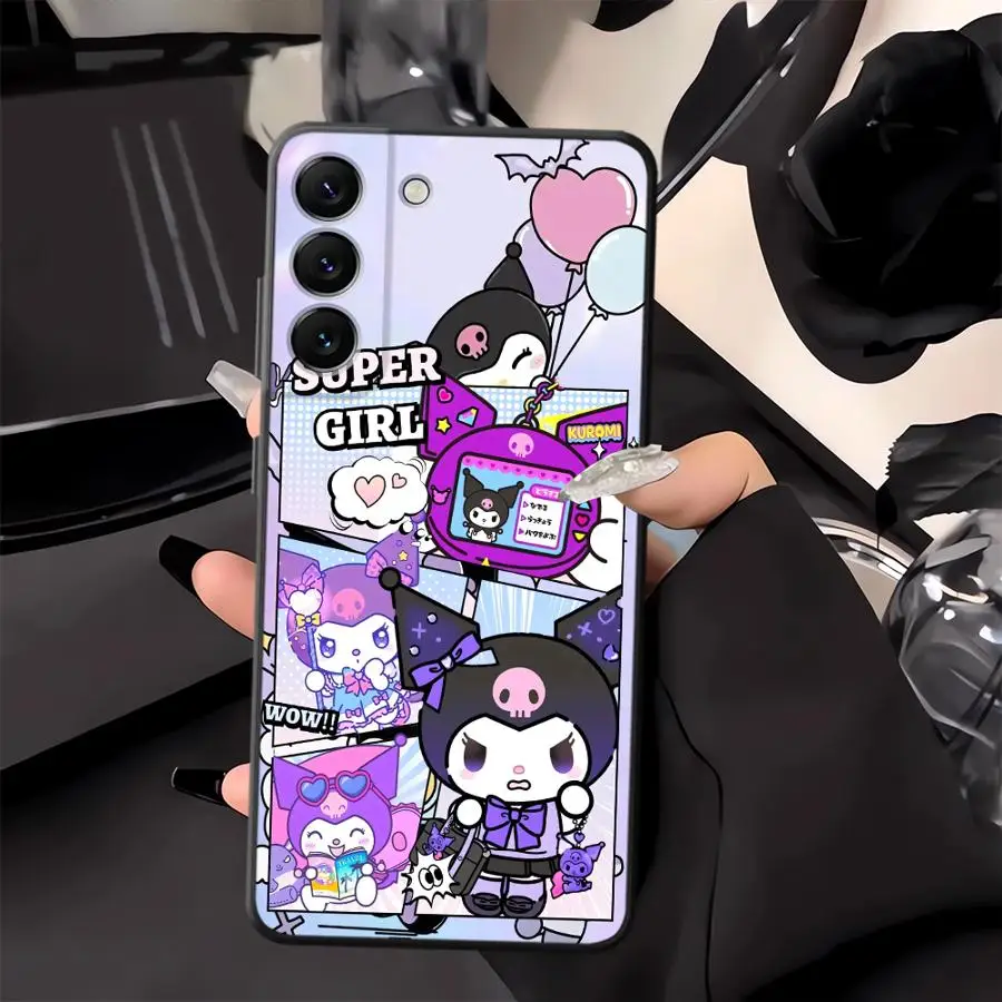 Sanrio Kawaii Kuromi Case voor Samsung Galaxy A50 A03 A20 A13 A40 A16 A04 A05 A17 A12 A30 A15 A06 A70 Zwart Zachte Telefoon Cover