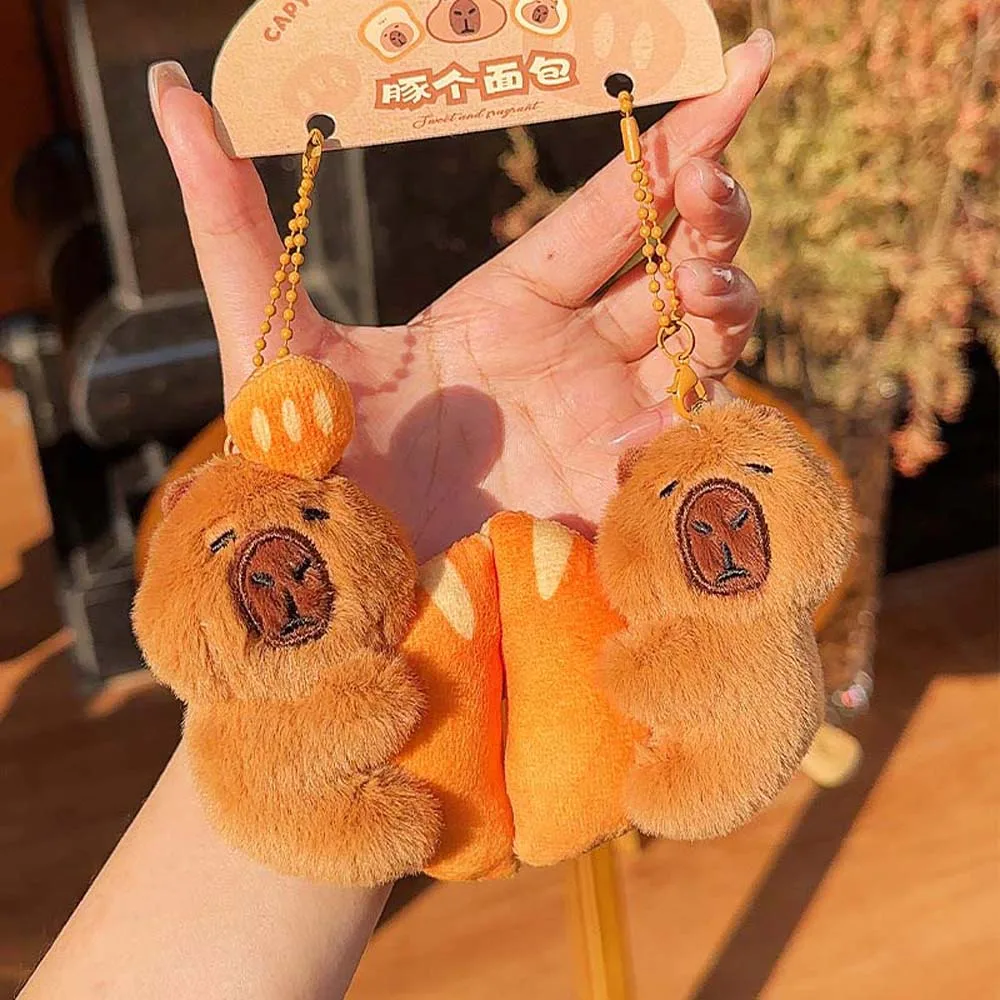 

Magnetic Attraction Baking Capybara Key Ring Soft Cartoon Doughnut Animal Pendant Funny PP Cotton Plush Doll Keychain Ornament
