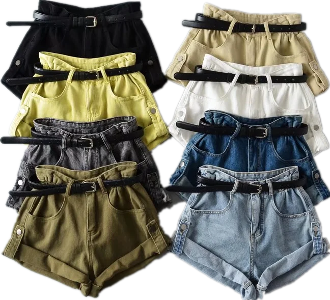 High Waist Bell Bot ort Jeans with BeltVintage Waed Slim Fit Cargo PantsFlared Hot PantsFor Women Summer Casual Jeans