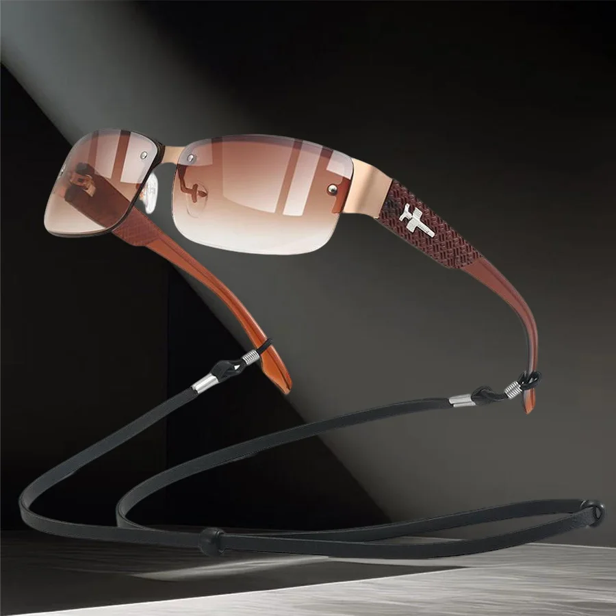 أزياء خمر مع سلسلة التدرج عدسة للجنسين UV400 النظارات الشمسية المشي لمسافات طويلة القيادة تسلق الجبال نظارات واقية السلامة