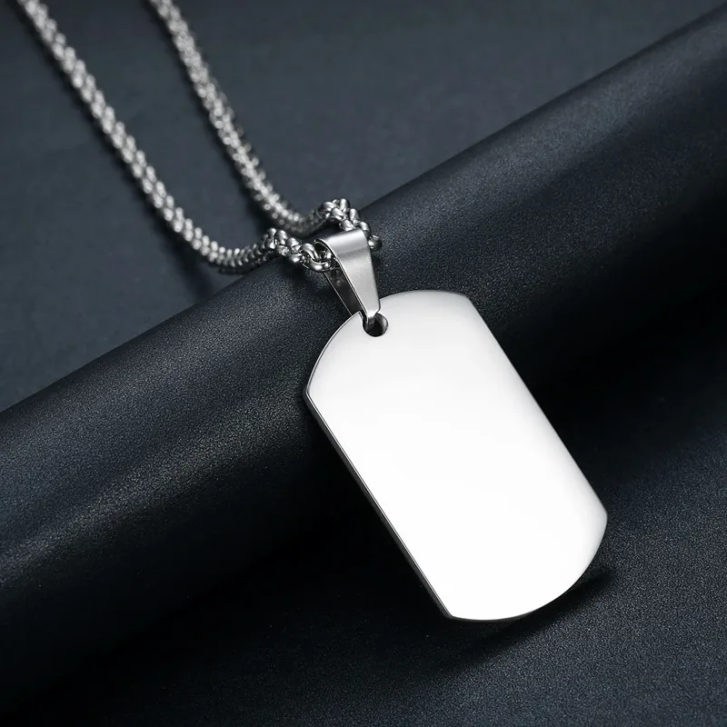 1 STÜCK 316L Edelstahl Anhänger Halskette Silber Gold Schwarz Farbe Blanko Erkennungsmarke Platte Armee Biker Kette Halskette Mann Frau 3 Größe – Detail 1