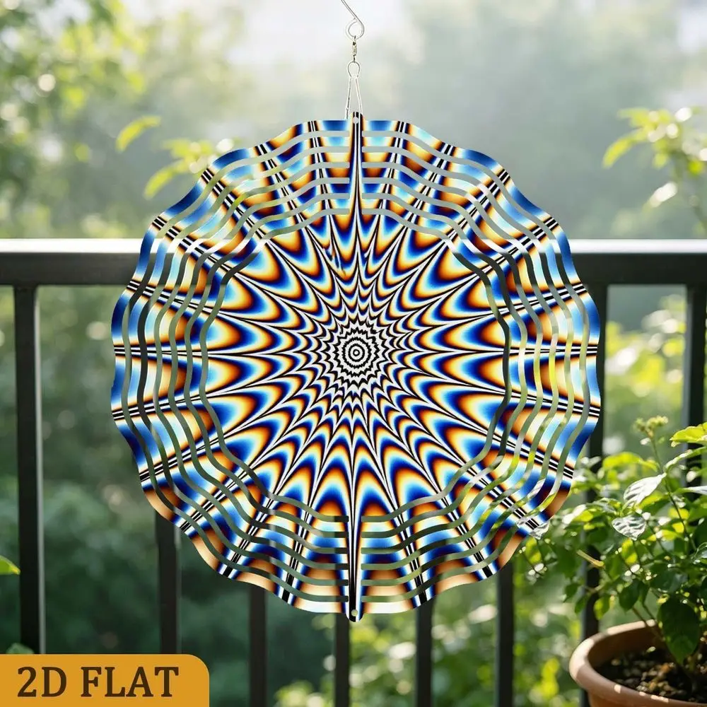 CIFbuy 3D Optical Illusion Metal Wind Chime, Weather Resistant Iron Art, Outdoor Garden Yard Lawn Decor, 25cm Hypnotic Spinner